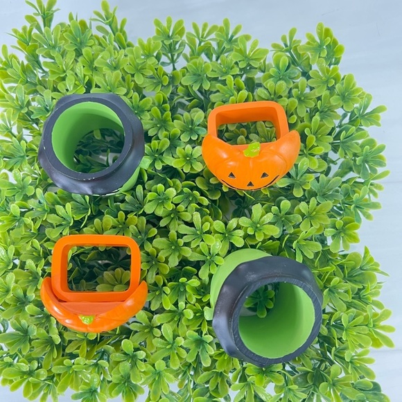 HALLOWEEN PUMPKIN FRANKENSTEIN NAPKIN RINGS SET OF 4 - Picture 4 of 7